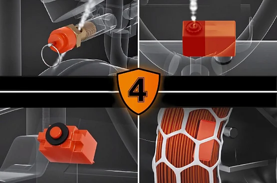 4-stopniowy system zabezpieczeń kompresora